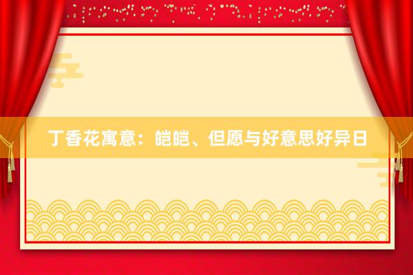 丁香花寓意:皑皑、但愿与好意思好异日